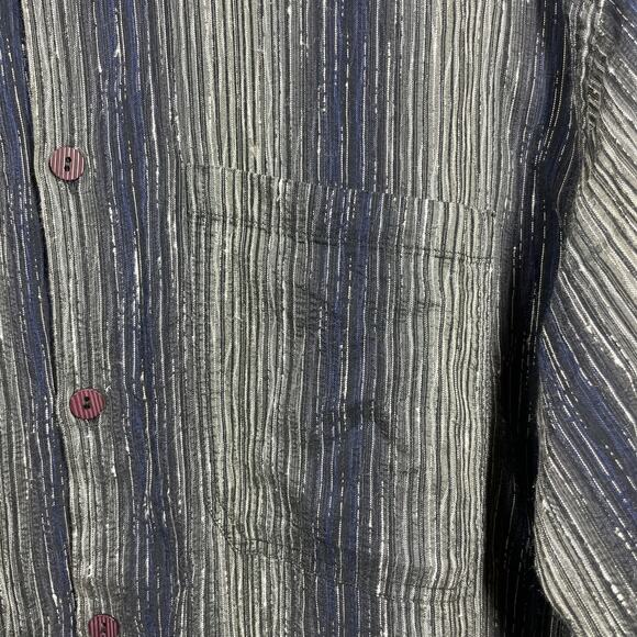 Jhane Barnes Green Long Sleeve Button Up Striped Made in Italy Shirt Mens Sz XL - Picture 2 of 6